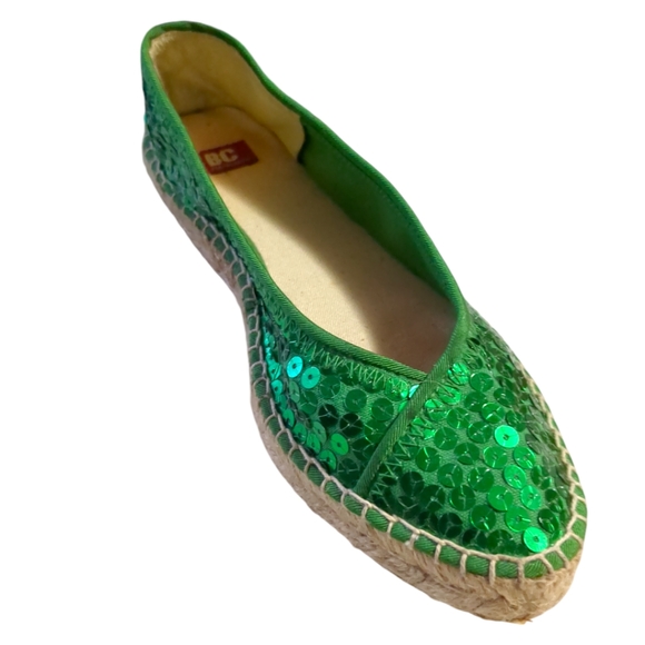 3/25BC Footwear Green Sequin Flats Size 6 - Picture 2 of 14